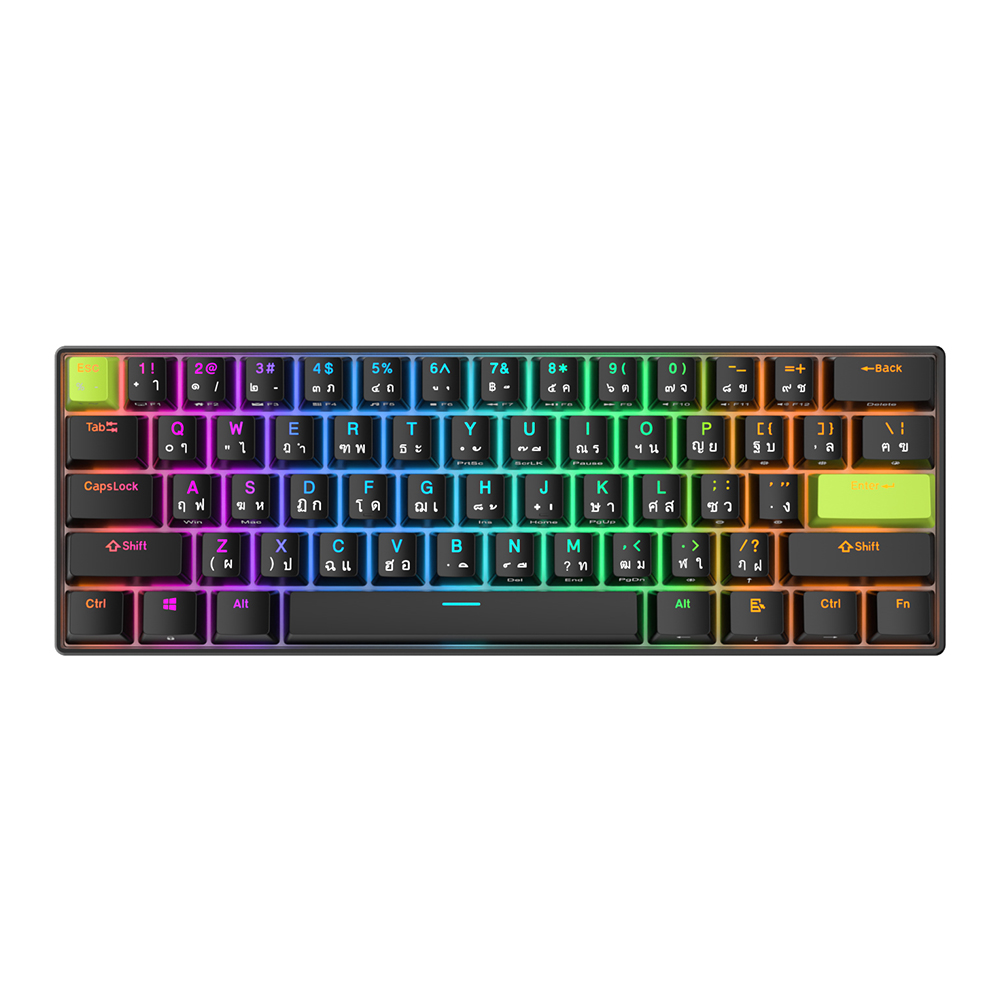 KEYBOARD (คีย์บอร์ด) ROYAL KLUDGE RKC61 MINT SWITCH RGB EN/TH - BLACK